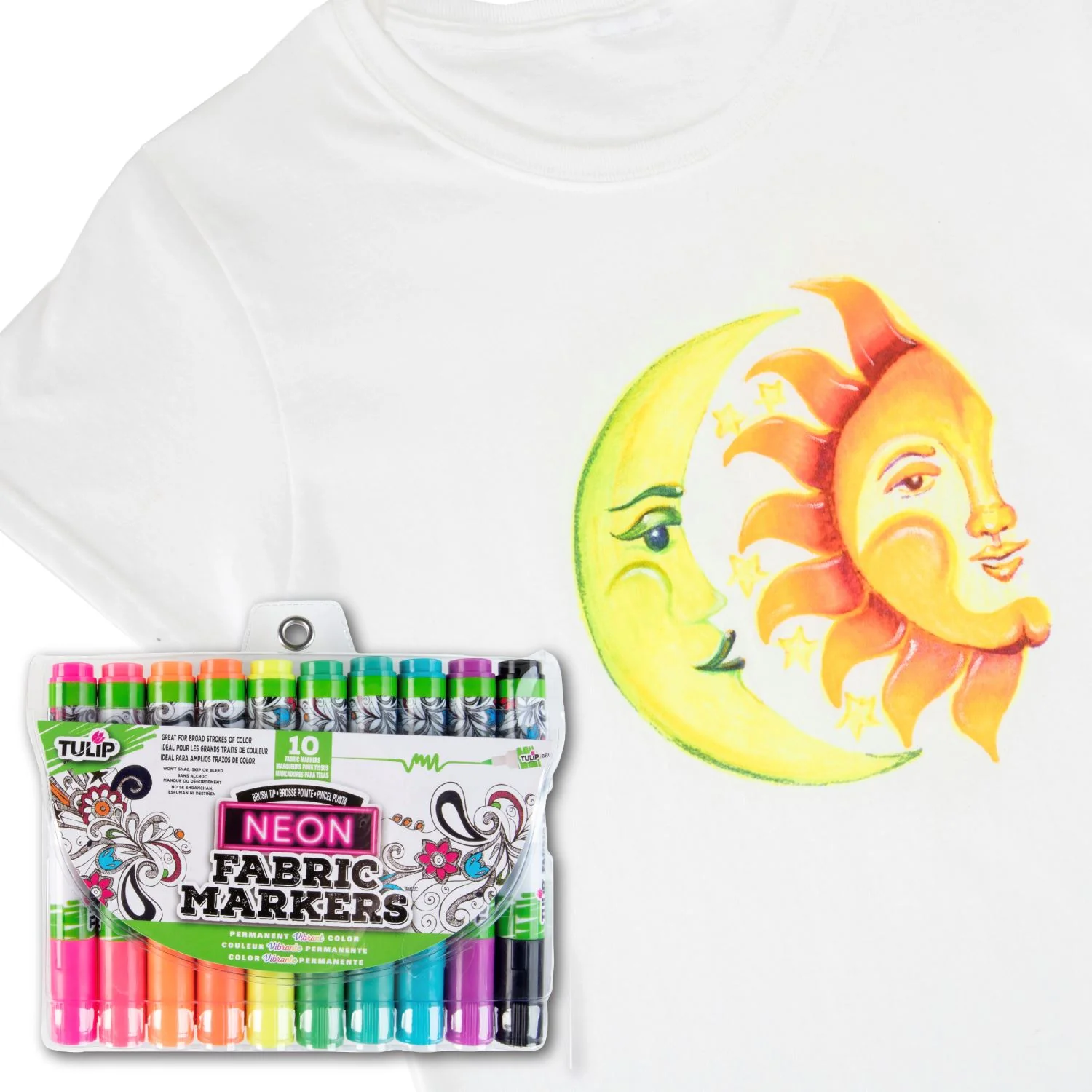 Tulip Brush-Tip Fabric Markers Neon 10 Pack - Image 6
