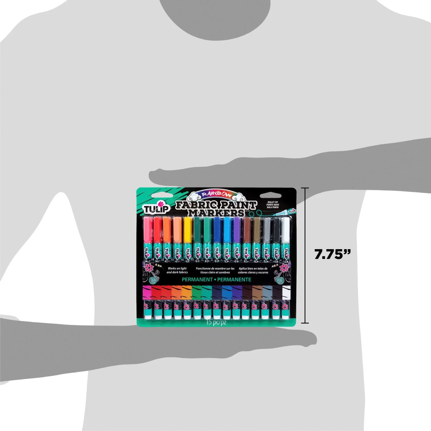 Tulip Bullet-Tip Fabric Paint Markers Rainbow 15 Pack - Image 8