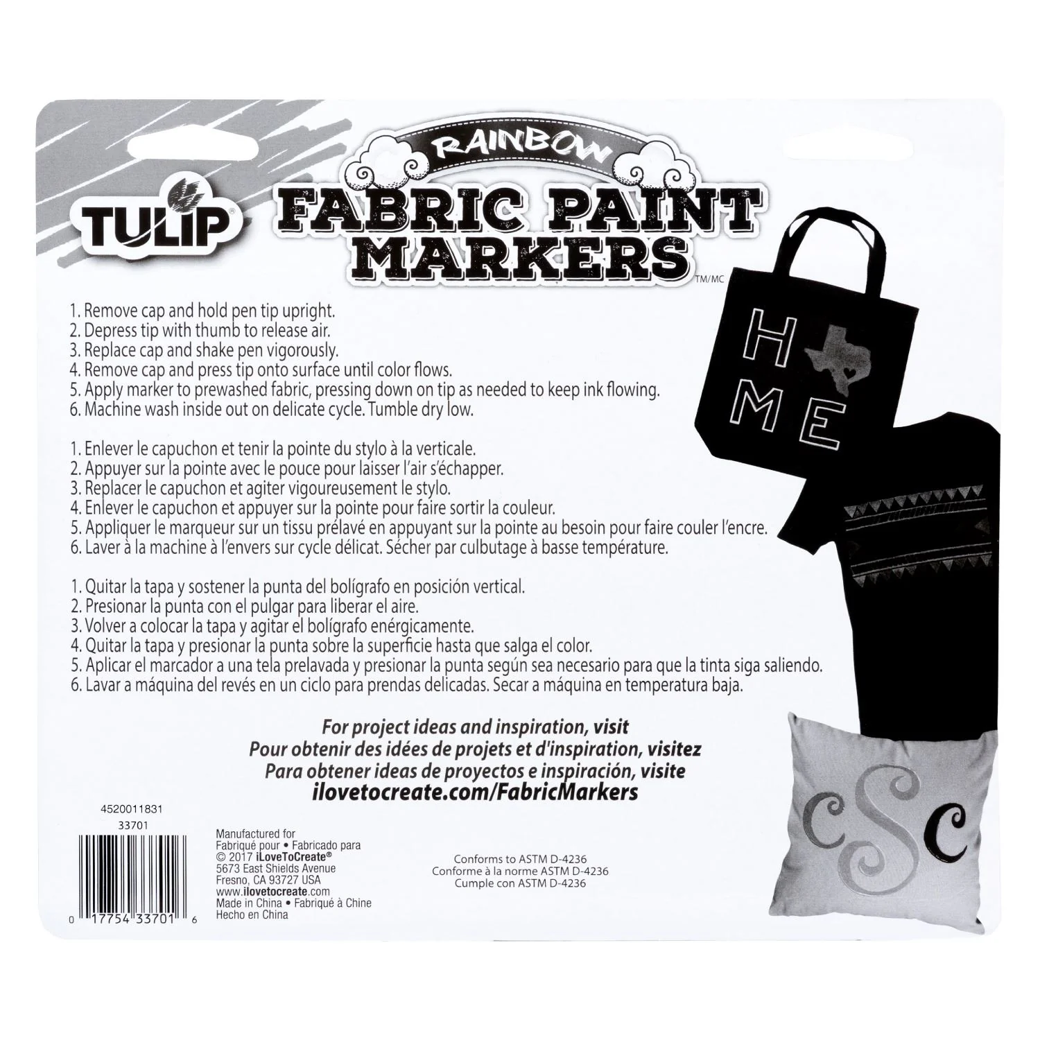 Tulip Bullet-Tip Fabric Paint Markers Rainbow 15 Pack - Image 9
