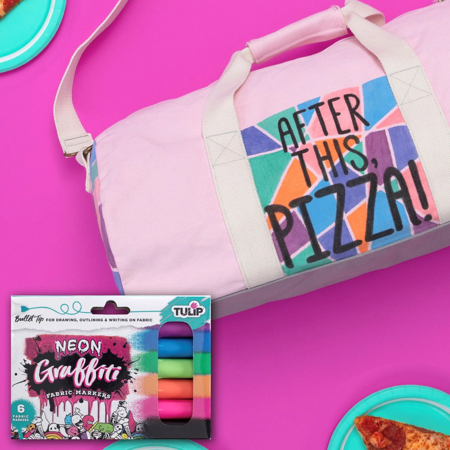 Tulip Graffiti Bullet-Tip Fabric Markers Neon 6 Pack - Image 7
